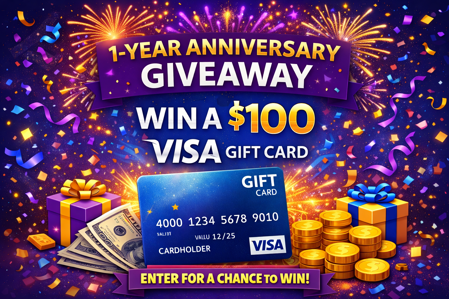 Win $100 Cash! Birthday Hunter 1-Year Anniversary Giveaway & Sweepstakes