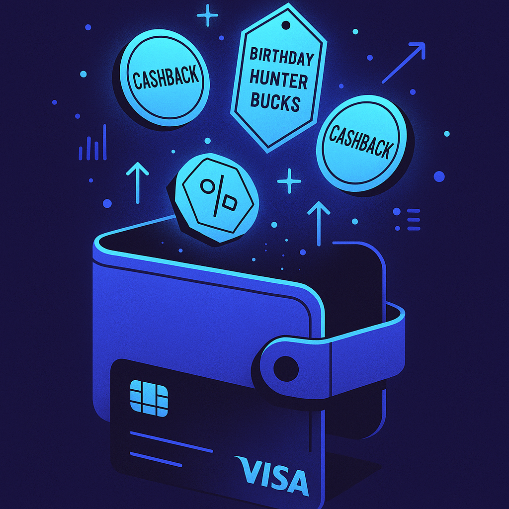 How to Combine Cashback & Birthday Hunter Bucks for Free Visa Cards