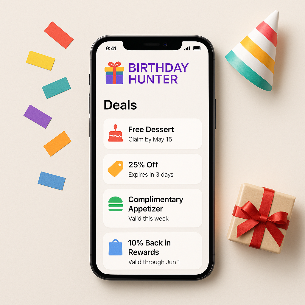 - "Elevate Your Birthday Game with Birthday Hunter's Deal Tracking Features